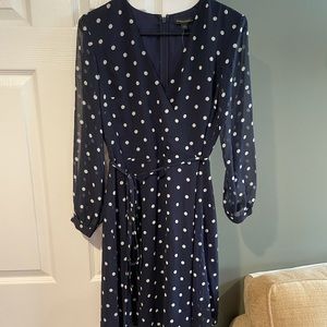 Navy & White Polka Dot Wrap Dress. NWT size 4